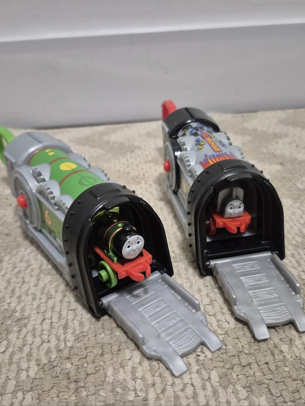 Thomas & Friends Green and Red Mini Engine Launcher Playset X 2 Percy & Spencer